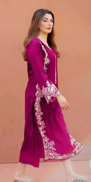 LUXURY 2 PIECE EMBROIDERED SUIT (UNSTITCHED) D#2